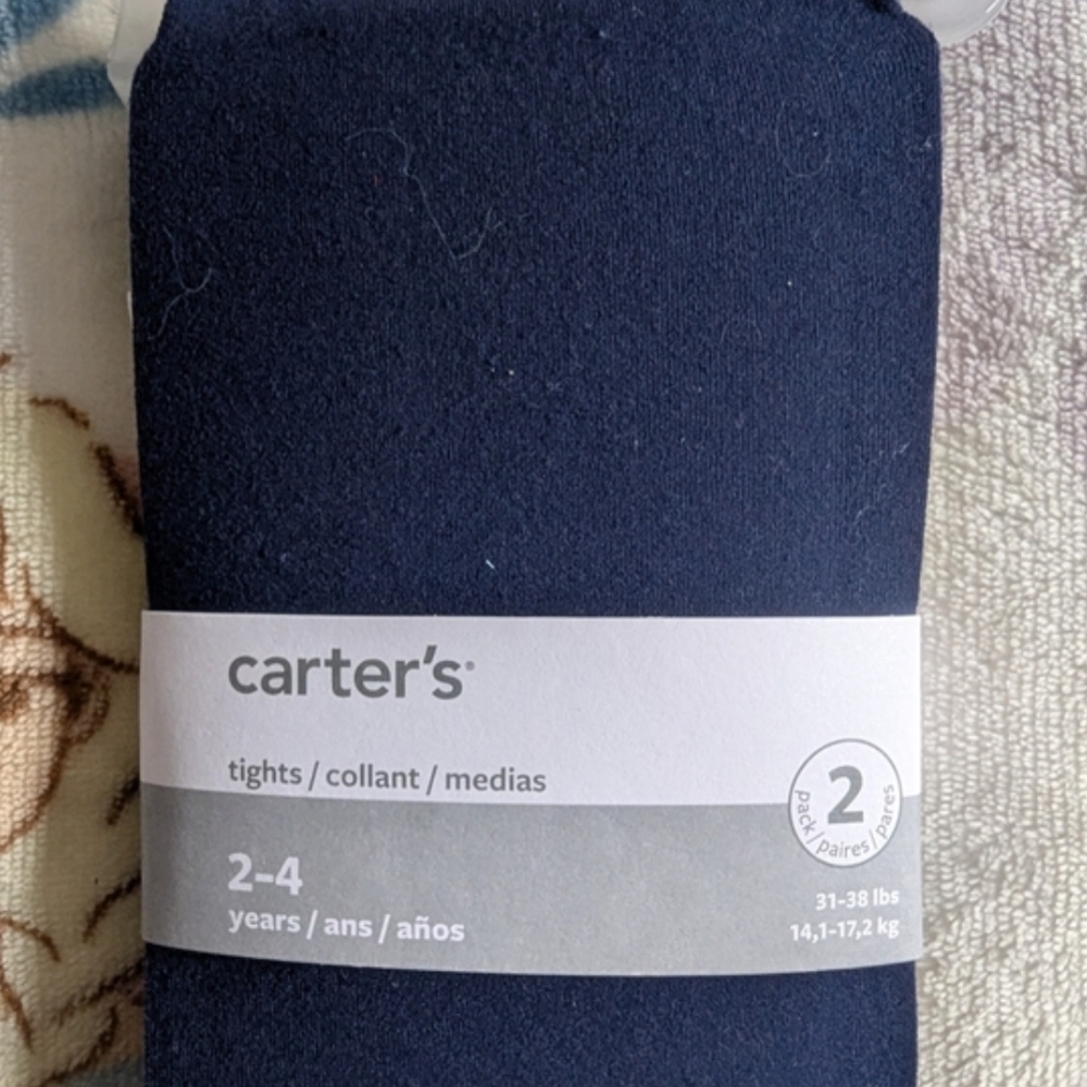 Carters 1 Navy 1 White Tights 2-Pack NWT
